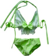 Maat 62 Bikini zwemkleding NEON Groen met franje badkleding baby en kind fel groen