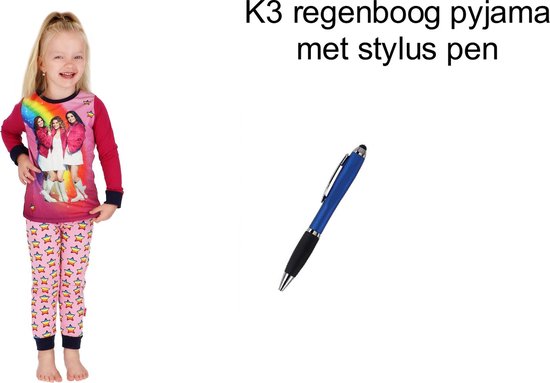 K3 Pyjama - regenboog - Hanne, Marthe en Julia - met Stylus Pen. Maat 134/140 cm - 9/10 jaar.