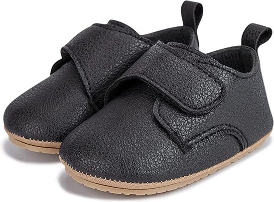 Babyschoentjes  – Eerste loopschoentjes -  PU Leer completebabyuizet - schoentjes voor Meisjes en Jongens  - 6-12 Maanden (12cm) - Zwart