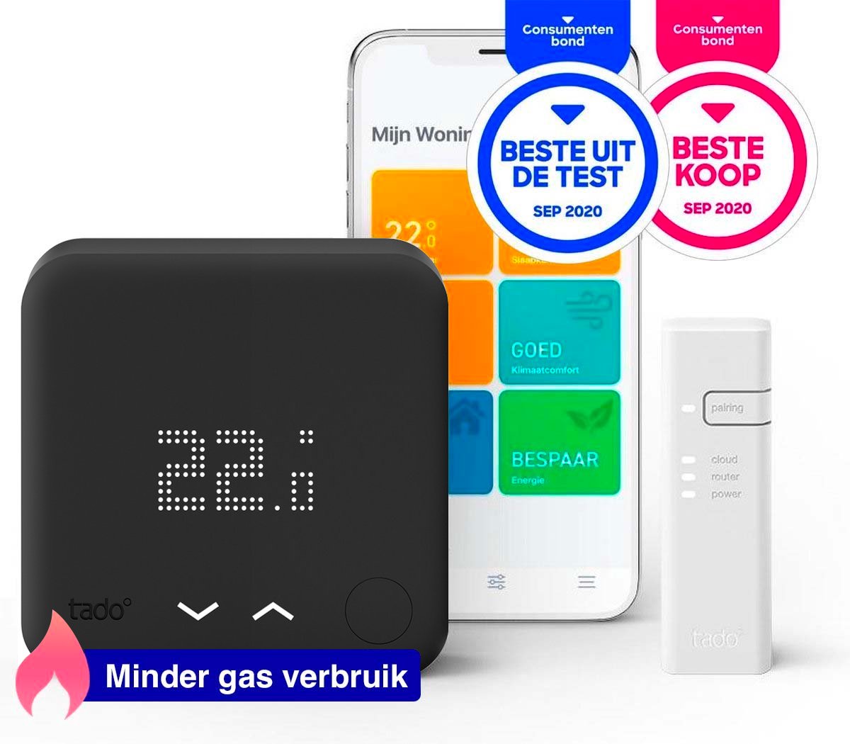 tado° Slimme Thermostaat V3+ Starterskit - Bedrade variant - Zwart thumbnail 2
