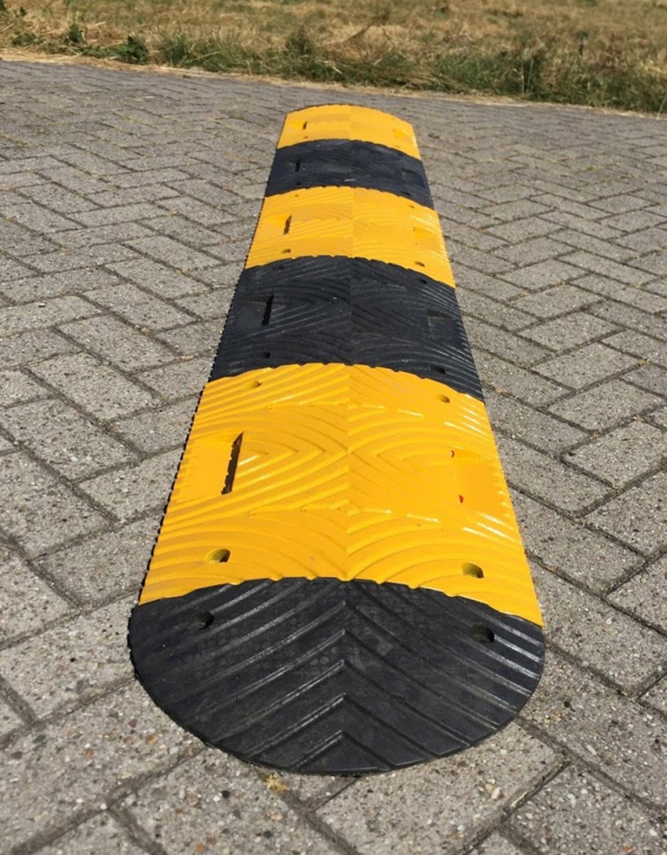 Verkeersdrempel slowly, geel zwart - kunststof 450 cm 7 cm