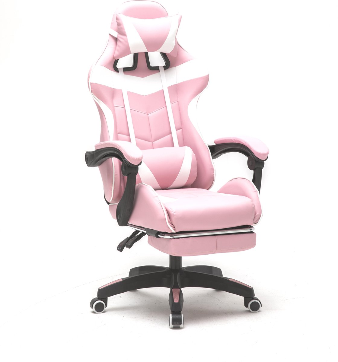 Afbeelding 3 van VDD Gaming - Game stoel - Gaming - Bureaustoel - Gamestoel Roze - Met Nekkussen & Verstelbaar Rugkussen - Silicone Game Stoel - Draaistoel - Ergonomische Game Stoel - Gamestoelen - Hoogte Verstelbaar - Roze & Wit