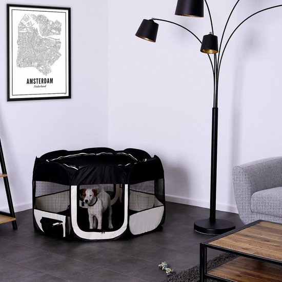 Puppybox, 91 x 91 x 58 cm, opvouwbare hondenren voor woning, BRIMOREA kattenverblijf, konijnenren binnen, voor hondenbox, katten, hazen en kleine dieren, zowel binnen als buiten (grijs
