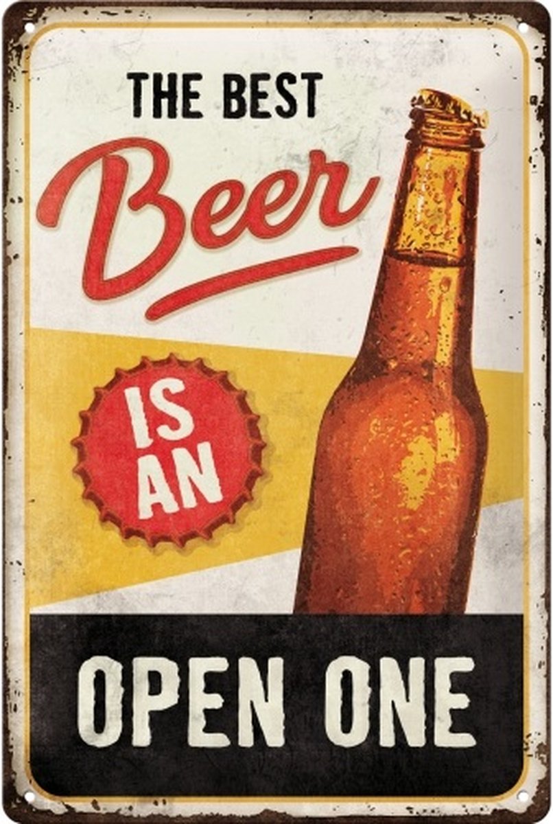 Metalen Wandbord 20 x 30 cm The Best Beer Bier is an Open One - Special Edition