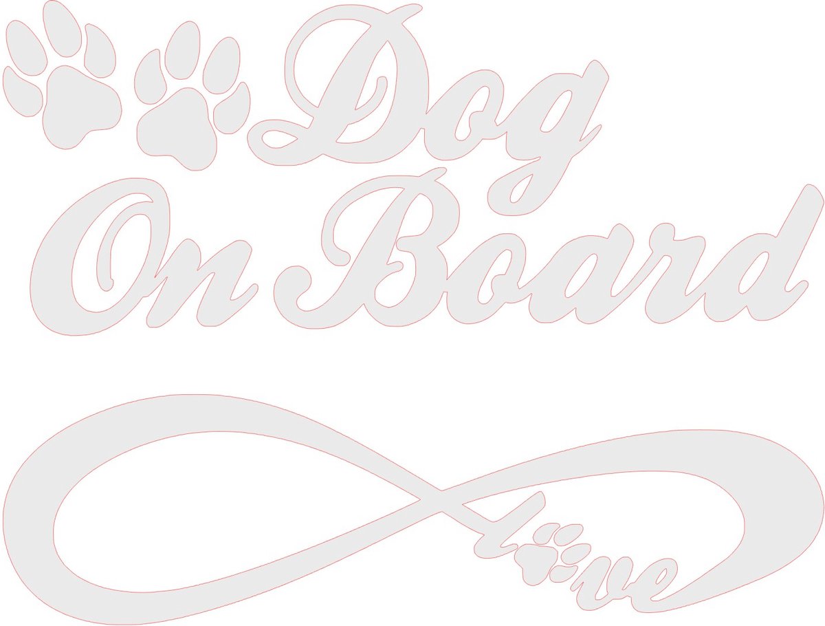 Sticker - Dog on Board - Love - Auto Sticker - 20x15cm - Wit