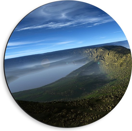 WallClassics - Dibond Muurcirkel - Groten Meren in een Berglandschap - 40x40 cm Foto op Aluminium Muurcirkel (met ophangsysteem)