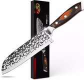 Couteau japonais Santoku Norras 17 CM - Couteau de cuisine en acier à haute teneur en carbone de haute qualité - Santoku - Manche ergonomique en bois