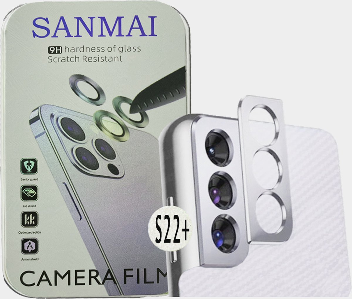 Metalen Camera Lens Protector Voor Samsung Galaxy S22 Plus Aluminium Camera Cover Frame Zilver 2STUKS