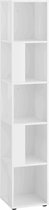 Ordnerzuil Kansas Hoogglans Wit - Breedte 33.7 cm - Hoogte 174.5 cm - Diepte 33.7 cm - Met planken - Zonder deuren