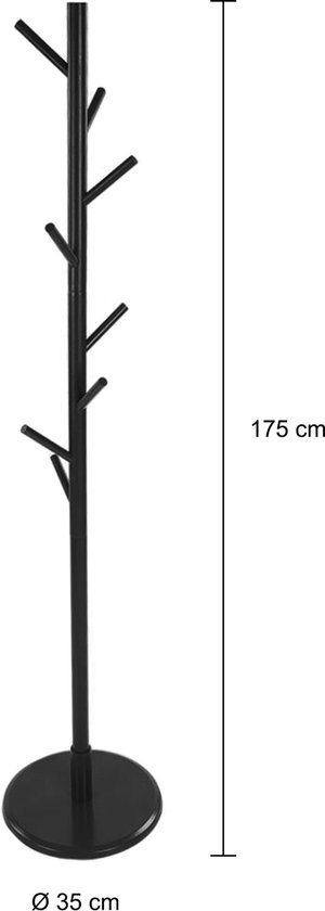 QUVIO Porte-manteau sur pied - Porte-manteau - Cintres - Patère - Bois - 35 x 35 x 175 cm (lxlxh) - Zwart