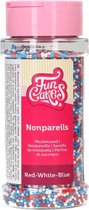FunCakes Suikerdecoratie - Musketzaad - Rood/Wit/Blauw - 80g - Eetbare Taartdecoratie