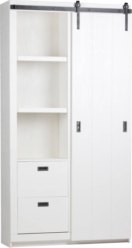 vtwonen Slide Cabinet Barn - Pin scié - Blanc - 230x122x37