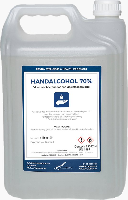 Foto: Handalcohol 70 5 liter effectieve snelle en langdurige werking