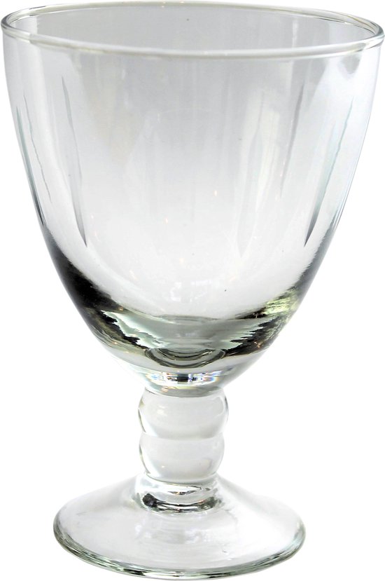 Wijnglas - Vintage Inspired Wijnglas - Stevig Glas - Decoratieve Streep - 12 x 9 x 9 cm