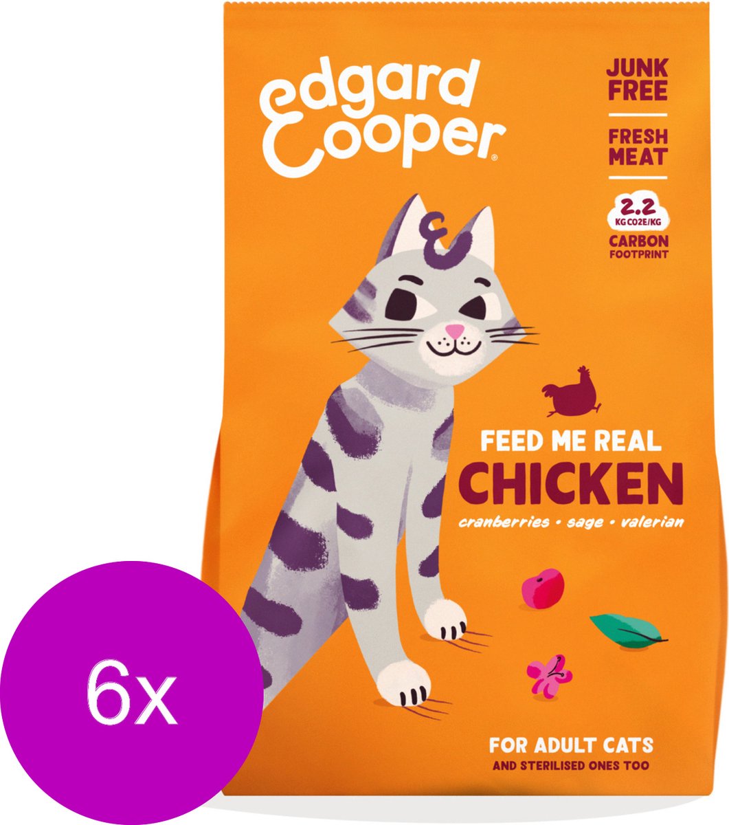 6x Edgard & Cooper Kattenvoer Adult Kip 4 kg
