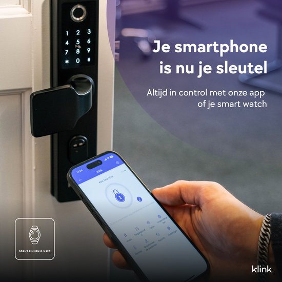 Klink Smart One RVS - Slim Deurslot - Smart lock - Klink (Smartklink)