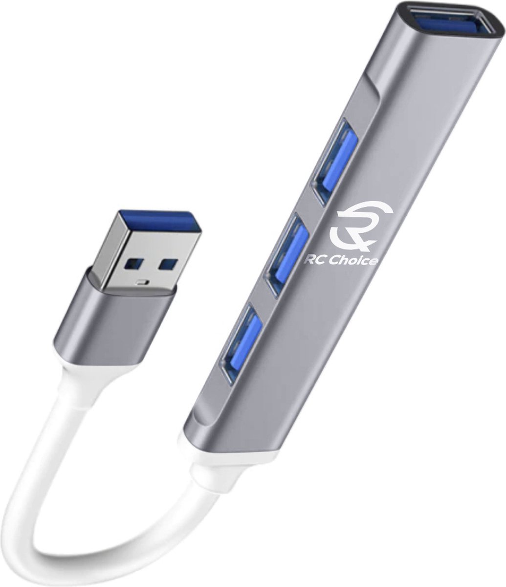 RC Choice USB 3.0 Hub - 4 USB poorten - Aluminium Wit / Grijs