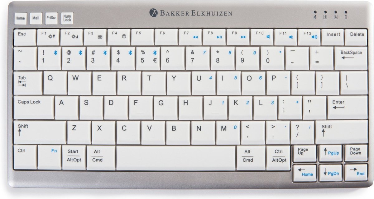 BakkerElkhuizen S-board 840 clavier USB AZERTY Belge Gris clair, Blanc sur