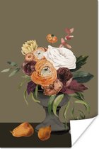 Poster Waterverf - Bloemen - Stilleven - 80x120 cm