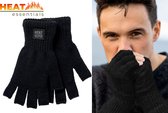 Heat Essentials - Vingerloze Handschoenen - Unisex - Zwart - S/M - Thermo Handschoenen Zonder Vingers - Handschoenen Dames - Handschoenen Heren - Handschoenen Winter
