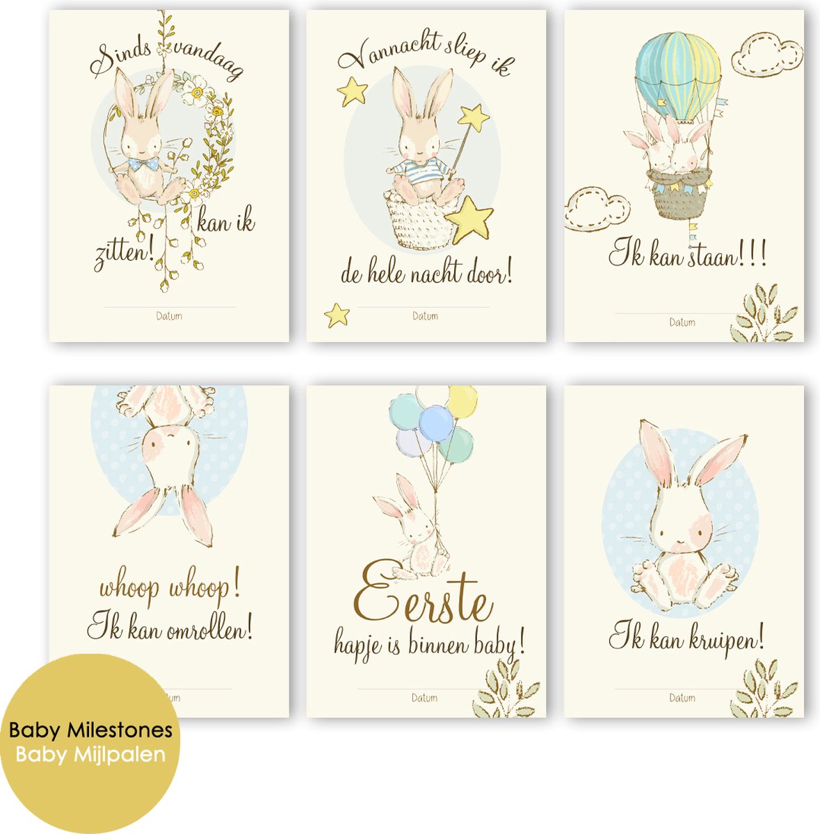 Goedkoopste MSTB005 BLAUW - 12 Mijlpaalkaarten - Milestone baby cards - zwangerschap cadeau - Milestone kaarten - Mijlpaal - Babykaart - Mijlpaal baby - Babykaarten