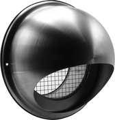 RVS ventilatierooster bol Ø180mm met grofmazig gaas - zwart