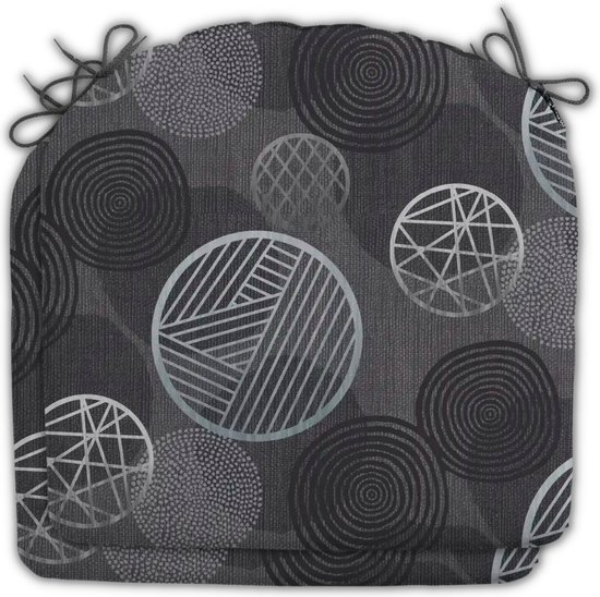 Madison - Zitkussen - Universeel - 2 stk. - 46x48 cm - Circle Grey - Stapelstoel - Grijs