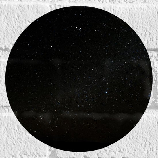 WallClassics - Muursticker Cirkel - Donkere Hemel met Sterren - 20x20 cm Foto op Muursticker