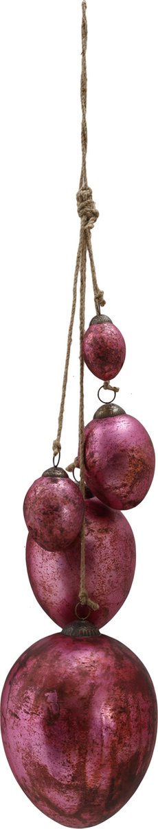 PTMD Ekko grote glazen paasei decoratie hanger rose antiek - Ekko pink glass easter eggs hanger antique