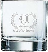 Gegraveerde Whiskeyglas 38cl Gefeliciteerd 40 jaar getrouwd