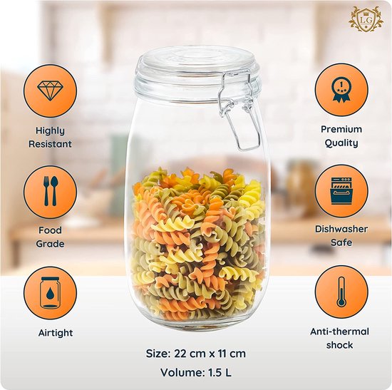 LG Luxury & Grace Lot de 4 Boîtes Alimentaires en Verre 600 ML. Récipient Hermétique avec Valve