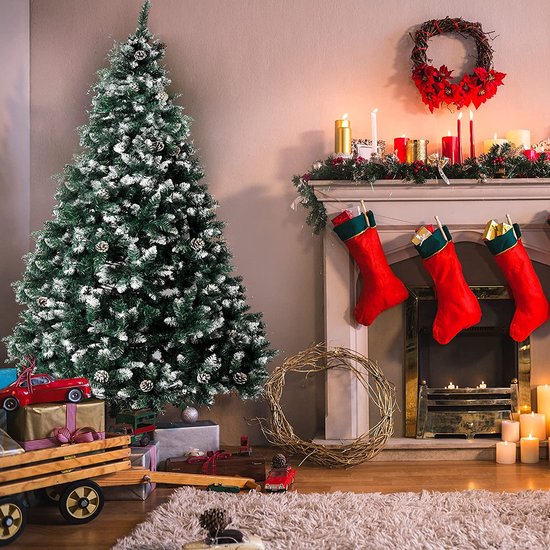 Kadax Kunstkerstboom, 220 cm, dennenboom van pvc-folie, natuurgetrouwe kerstboom, kunstdennenboom met stevige plastic standaard, duurzame kunstdennen, Hanna, 220 cm