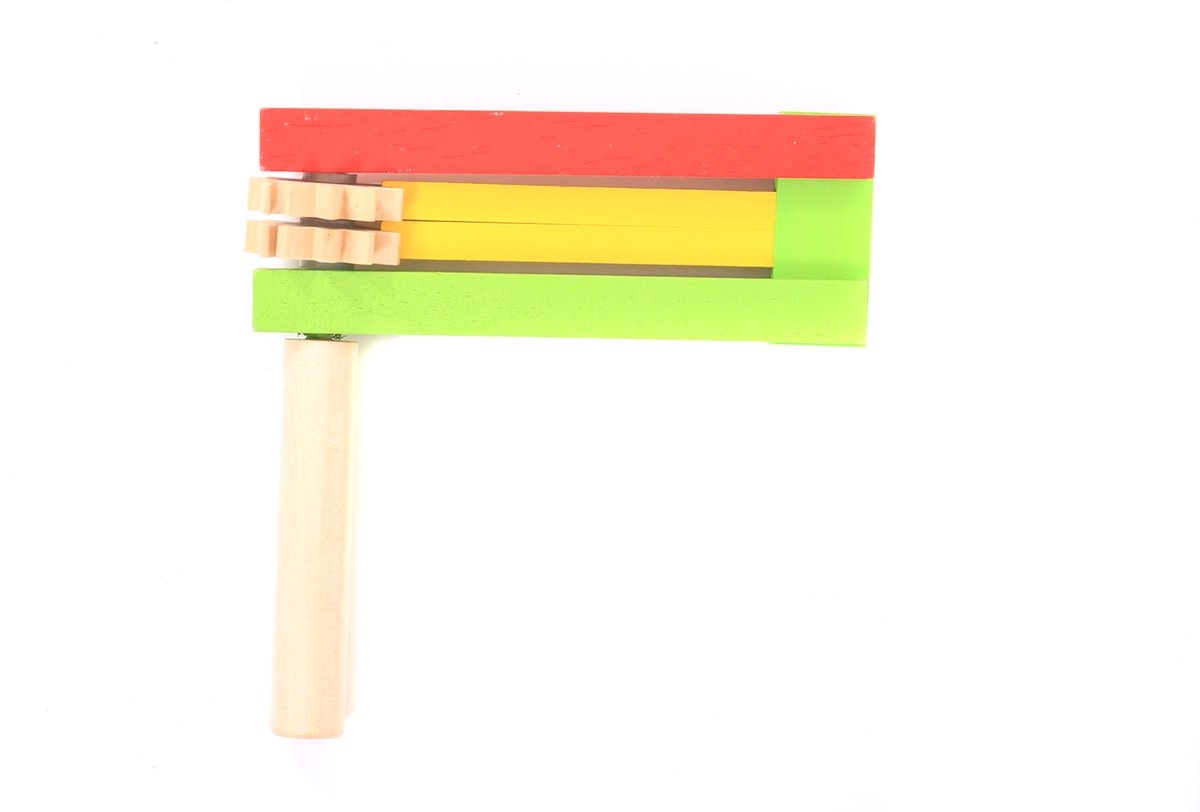 Houten Ratelaar - Rood/Geel/Groen - Carnaval - Een Stuk