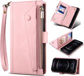 Luxe Telefoonhoesje voor Apple iPhone 13 Pro Max | Hoogwaardig Leren Bookcase | Lederen Wallet Case | Luxe Uitstraling | Roze