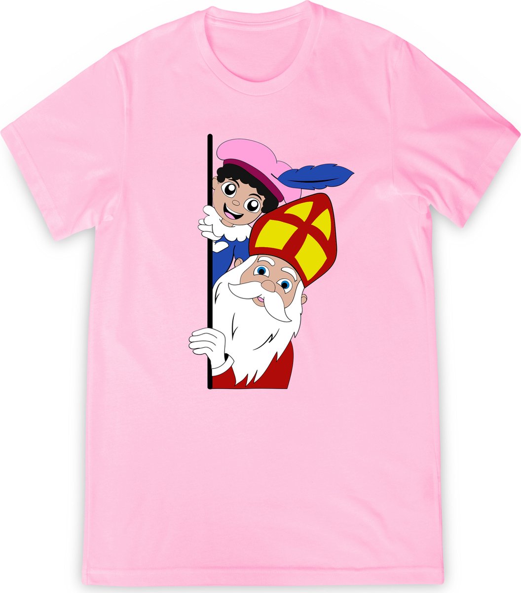 T Shirt Meisjes Jongens - Sint en Piet - Roze - Maat 92