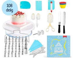 Perow Taart Decoratie Set - 108 Delig - Bakset Kinderen - Taart & Cupcake Versiering - Taartplateau - Taartvorm - Taartversieringen - Taarttopper - Herbruikbare Spuitzak + Cupcake vormpjes Perow Taart Decoratie Set - 108 Delig - Bakset Kinderen - Taart & Cupcake Versiering - Taartplateau - Taartvorm - Taartversieringen - Taarttopper - Herbruikbare Spuitzak + Cupcake vormpjes