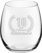 Gegraveerde Drinkglas 39cl Gefeliciteerd 10 jaar getrouwd
