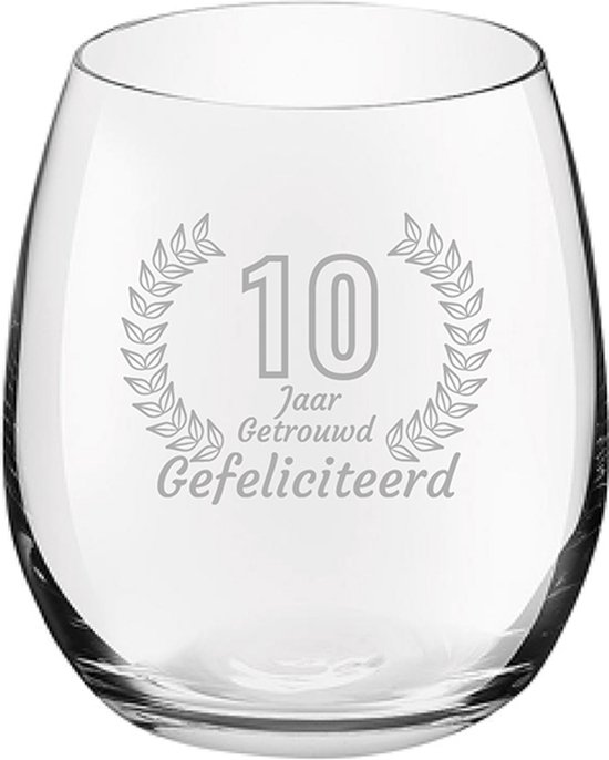 Verre Gravé 39cl Félicitations 10 ans de mariage