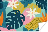 Poster Patroon - Kleuren - Tropisch - Roze - Meisjes - Kinderen - Kids - 60x40 cm - Poster Meisjeskamer - Poster Kinderkamer Meisje