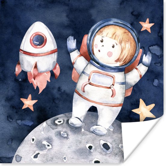 Affiche dessin - Astronaute - Enfants - 30x30 cm | bol