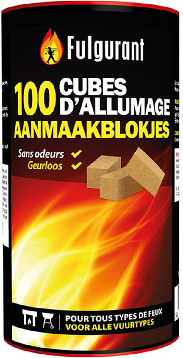 Fulgurant Aanmaakblokjes - Ideaal voor barbeque hout en kolenkachels - Prijs per verpakking(100 stuks)