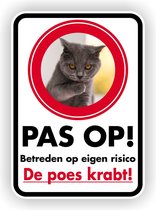 Pas op voor de poes waarschuwing sticker