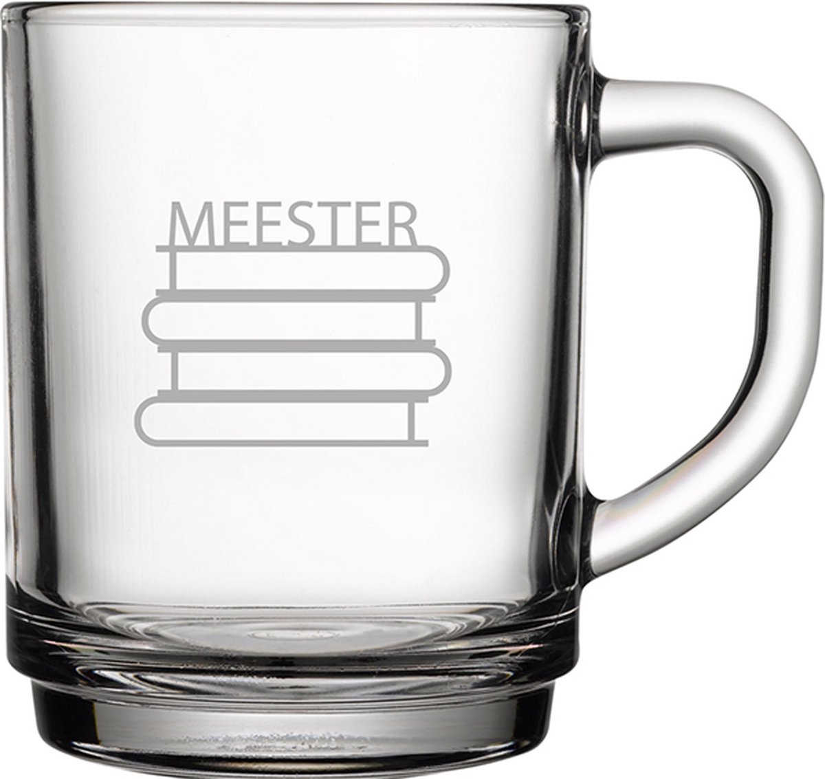 Gegraveerde theeglas 25,5cl Meester met boeken
