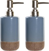 Items Zeeppompje/dispenser - 2x stuks - polystone - korenblauw - 18 cm