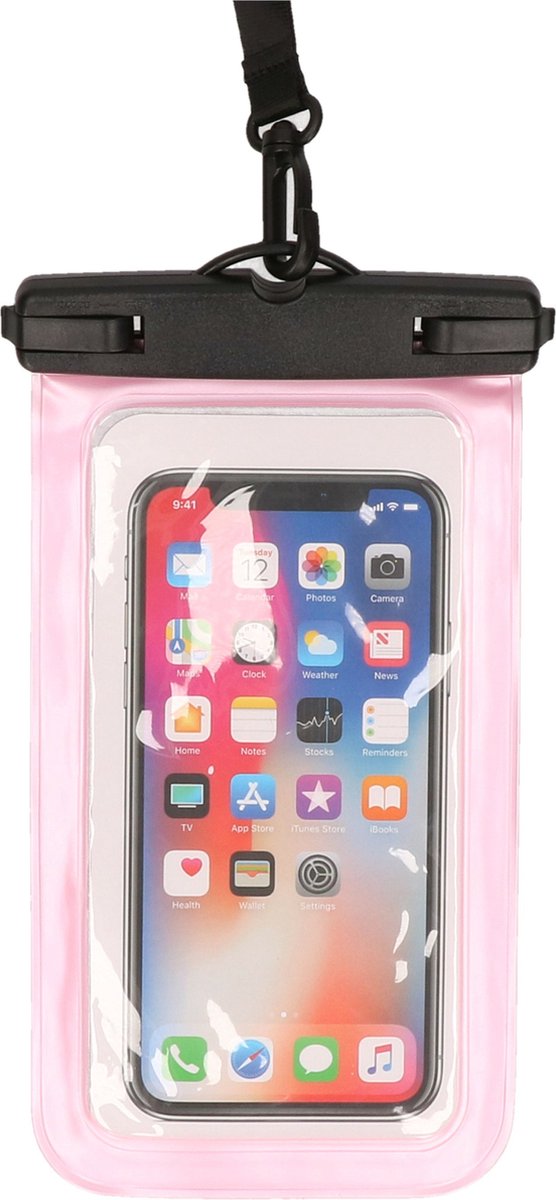 Bellatio design waterdicht telefoonhoesje - roze - voor alle schermen tot 6 inch