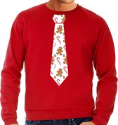 Bellatio Decorations stropdas Kersttrui/kerst sweater gingerbread zuurstok - heren XL