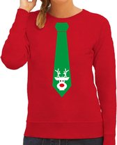 Bellatio Decorations stropdas Kersttrui/sweater rendier - rood - dames L