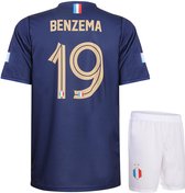 Frankrijk Voetbaltenue Benzema Thuis - 2022-2024 - Voetbaltenue Kinderen - Shirt en Broekje - Jongens en Meisjes - Volwassenen - Heren en Dames-XXL