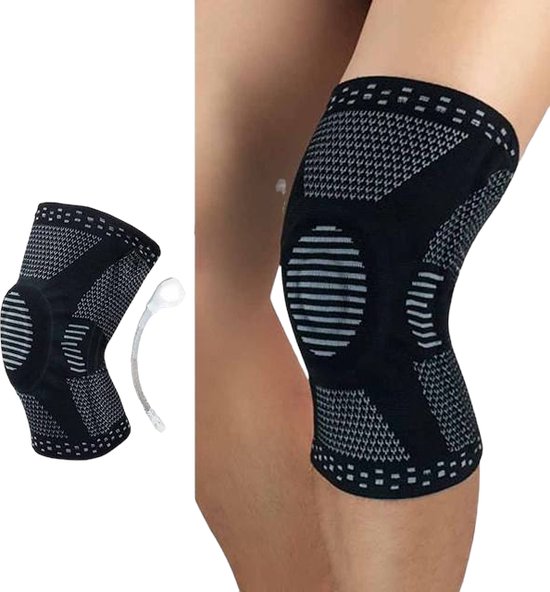 Foto: Chibaa knie band zwart maat large unisex knie versterking orthopedische kniebrace voor kruisband knieband voor meniscus kniebeschermer patella compressie kniebandage blessure sporten bescherming