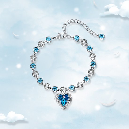 Blauwe Swarovski® Kristal Hart Armband